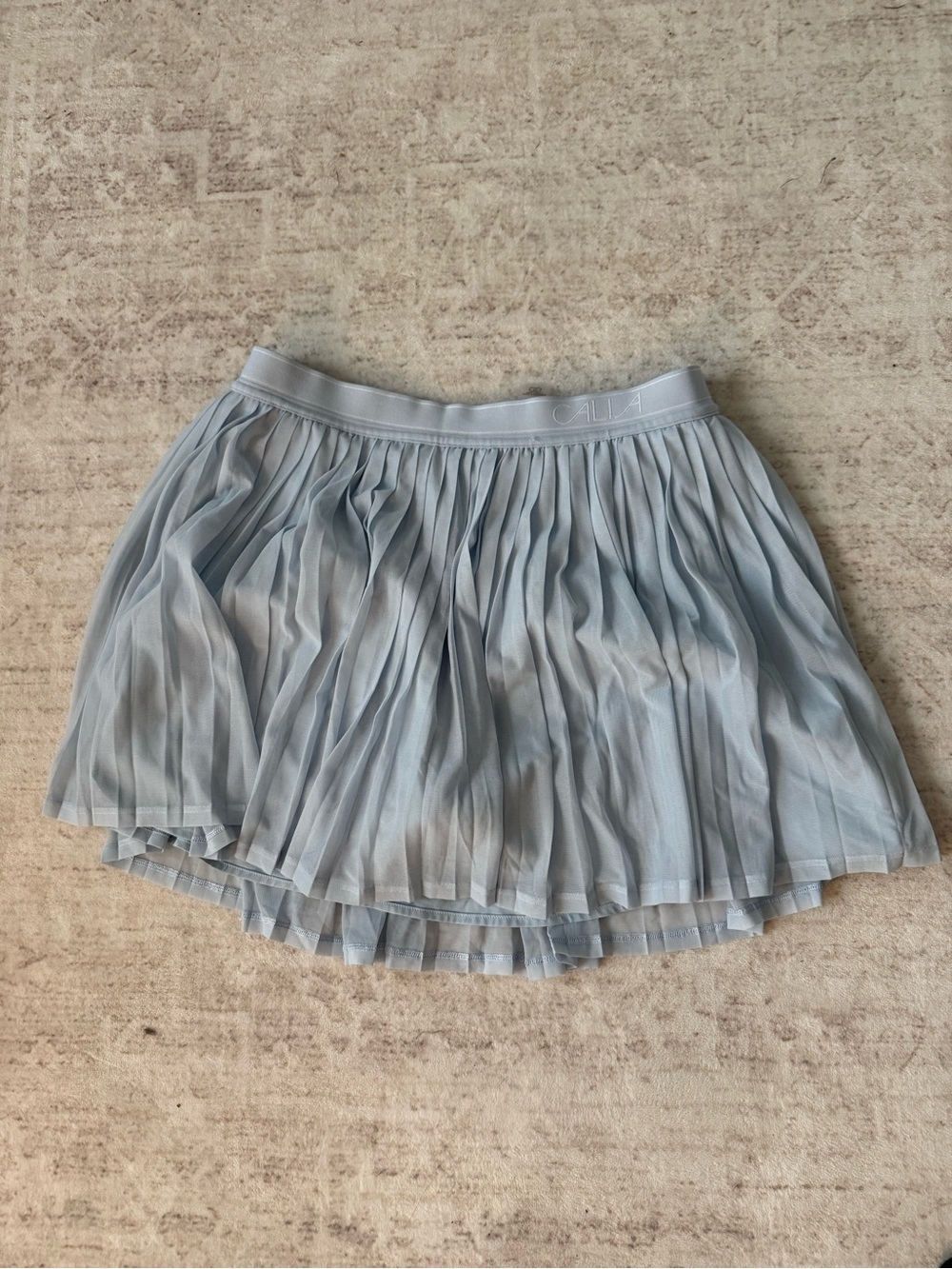 Light Blue Pleated Mini Skirt